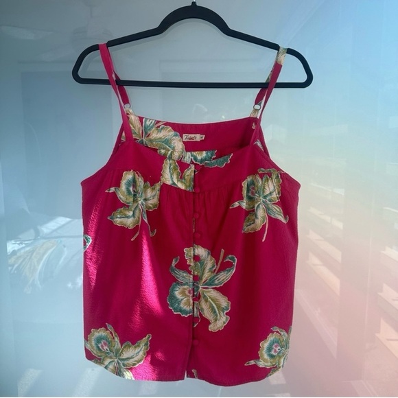 Faherty Floral Pink Top with Button Details - Picture 2 of 4